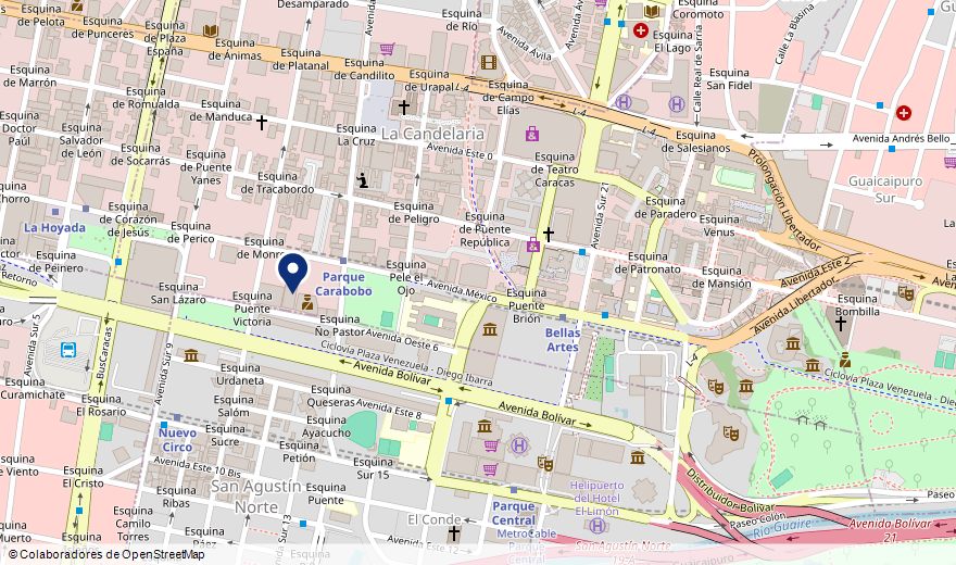 Mapa con la ubicación de la oficina de Mantenimiento Proman en el Edificio Centro Parque Carabobo, La Candelaria, Caracas