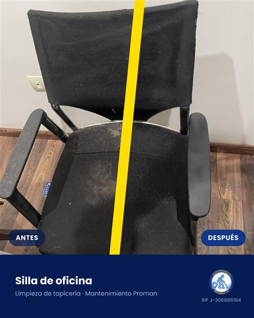 Antes y después: limpieza de tapicería de silla de oficina