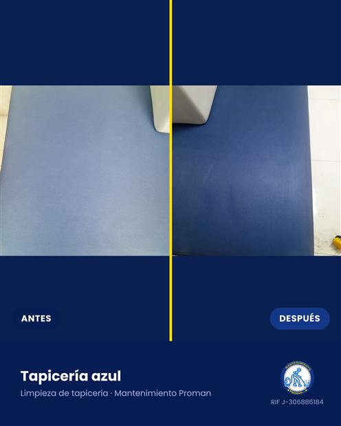 Antes y después: limpieza de tapicería azul