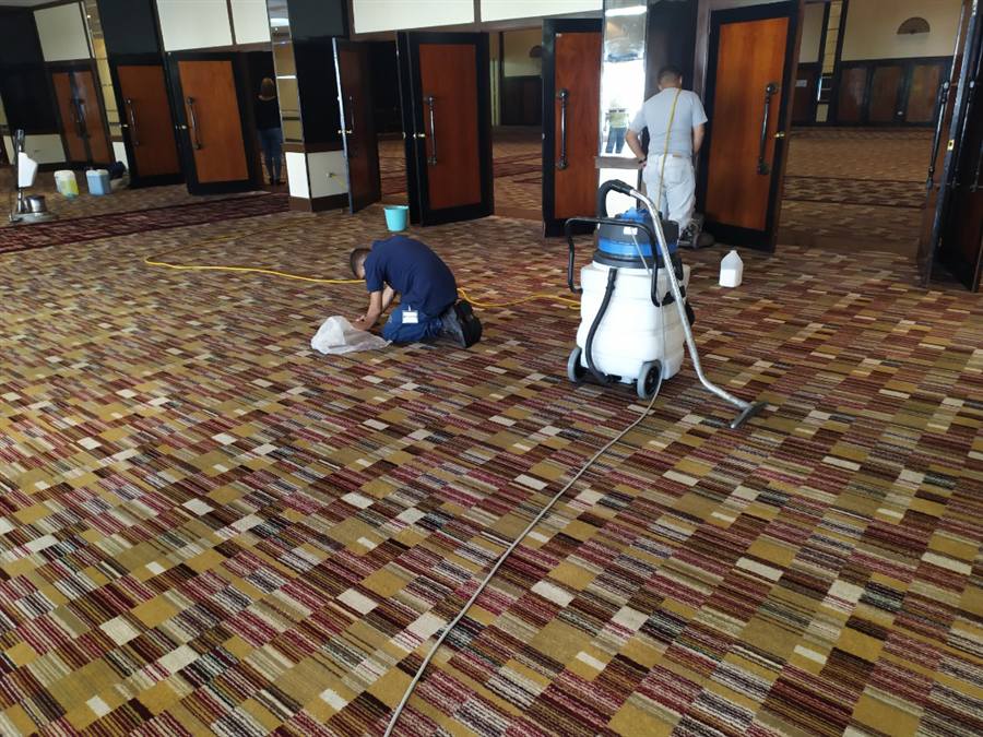 Extracción de alfombra en salón